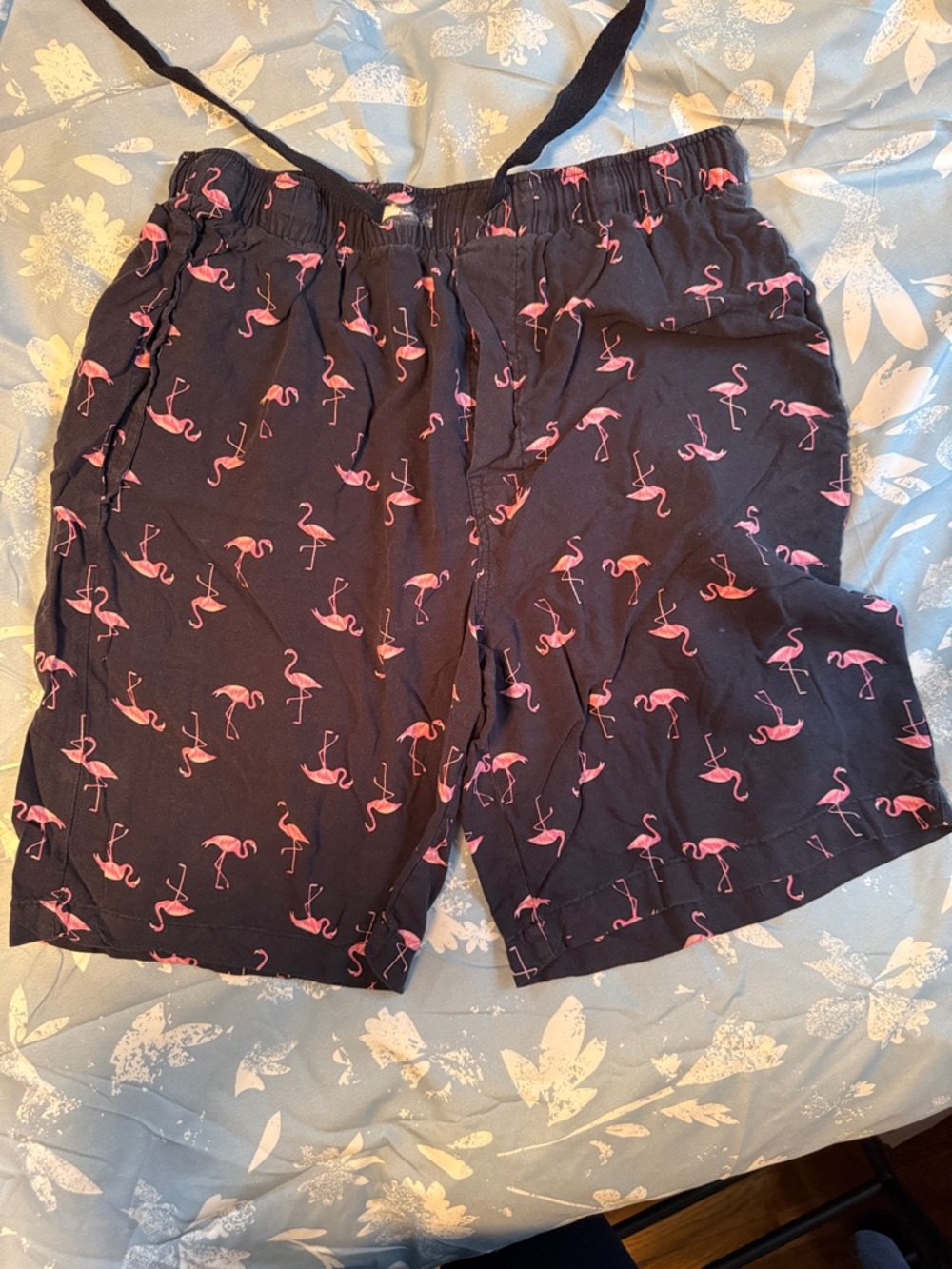Izod Navy Sleep Trunks with Pink Flamingo Print